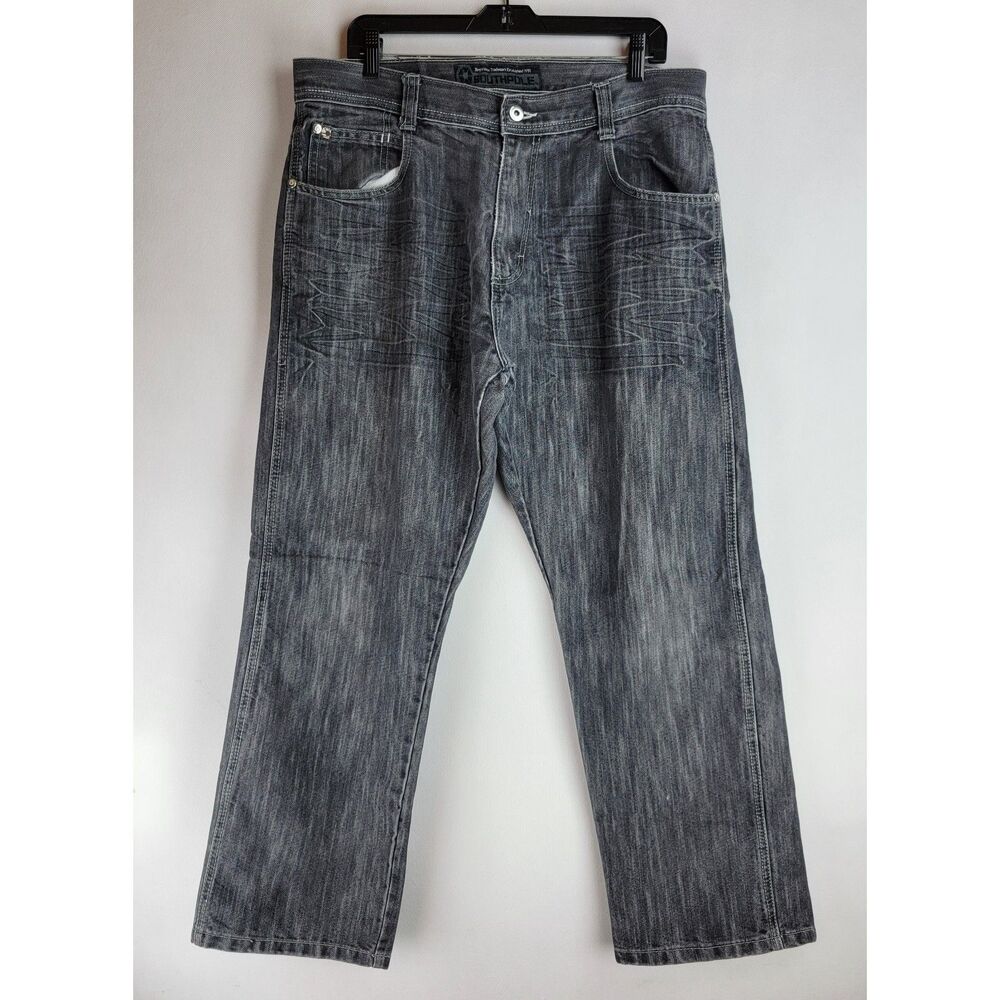 South Pole Mens Size 36X30 Y2K Black Straight Leg Cotton Poly Street Jeans